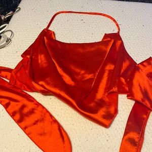 Red backless crop top size medium